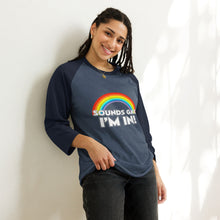 Load image into Gallery viewer, Sounds Gay! 3/4 Unisex Baseball T-Shirt