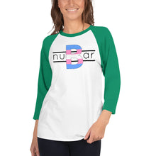 Load image into Gallery viewer, nuBar Trans Pride Logo 3/4 Sleeve Baseball T-Shirt - Black on Light