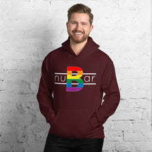 Load image into Gallery viewer, nuBar Rainbow Logo Unisex Hoodie - White on Dark