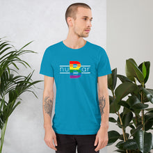 Load image into Gallery viewer, nuBar Rainbow Logo Short-Sleeve Unisex T-Shirt - White on Dark