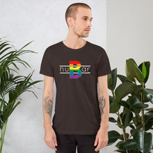 Load image into Gallery viewer, nuBar Rainbow Logo Short-Sleeve Unisex T-Shirt - White on Dark