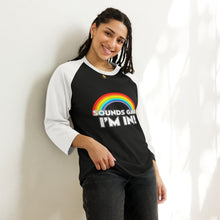 Load image into Gallery viewer, Sounds Gay! 3/4 Unisex Baseball T-Shirt
