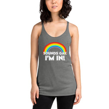 Load image into Gallery viewer, Women's Racerback Sounds Gay! Tank
