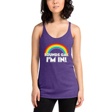 Load image into Gallery viewer, Women's Racerback Sounds Gay! Tank
