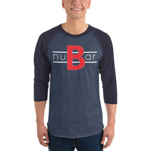 Load image into Gallery viewer, nuBar Original Logo 3/4 Sleeve Baseball T-Shirt - White on Dark
