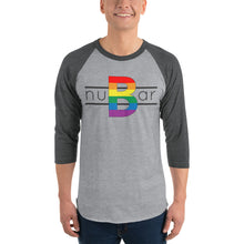 Load image into Gallery viewer, nuBar Rainbow Logo 3/4 Sleeve Baseball T-Shirt - Black on Light

