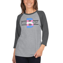 Load image into Gallery viewer, nuBar Trans Pride Logo 3/4 Sleeve Baseball T-Shirt - Black on Light

