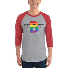Load image into Gallery viewer, nuBar Rainbow Logo 3/4 Sleeve Baseball T-Shirt - Black on Light
