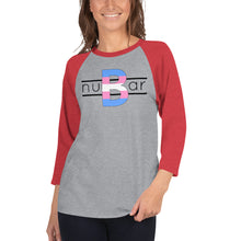 Load image into Gallery viewer, nuBar Trans Pride Logo 3/4 Sleeve Baseball T-Shirt - Black on Light
