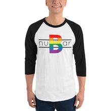 Load image into Gallery viewer, nuBar Rainbow Logo 3/4 Sleeve Baseball T-Shirt - Black on Light
