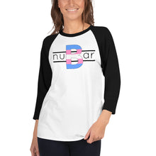 Load image into Gallery viewer, nuBar Trans Pride Logo 3/4 Sleeve Baseball T-Shirt - Black on Light

