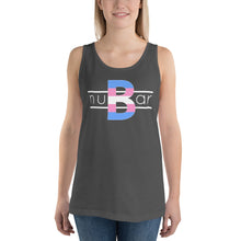 Load image into Gallery viewer, nuBar Trans Pride Logo Unisex Tank Top - White on Dark
