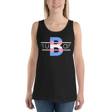 Load image into Gallery viewer, nuBar Trans Pride Logo Unisex Tank Top - White on Dark
