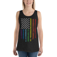 Load image into Gallery viewer, Cannabis Pride Unisex Tank Top - White on Dark
