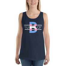 Load image into Gallery viewer, nuBar Trans Pride Logo Unisex Tank Top - White on Dark
