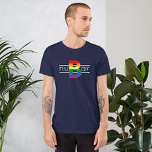 Load image into Gallery viewer, nuBar Rainbow Logo Short-Sleeve Unisex T-Shirt - White on Dark
